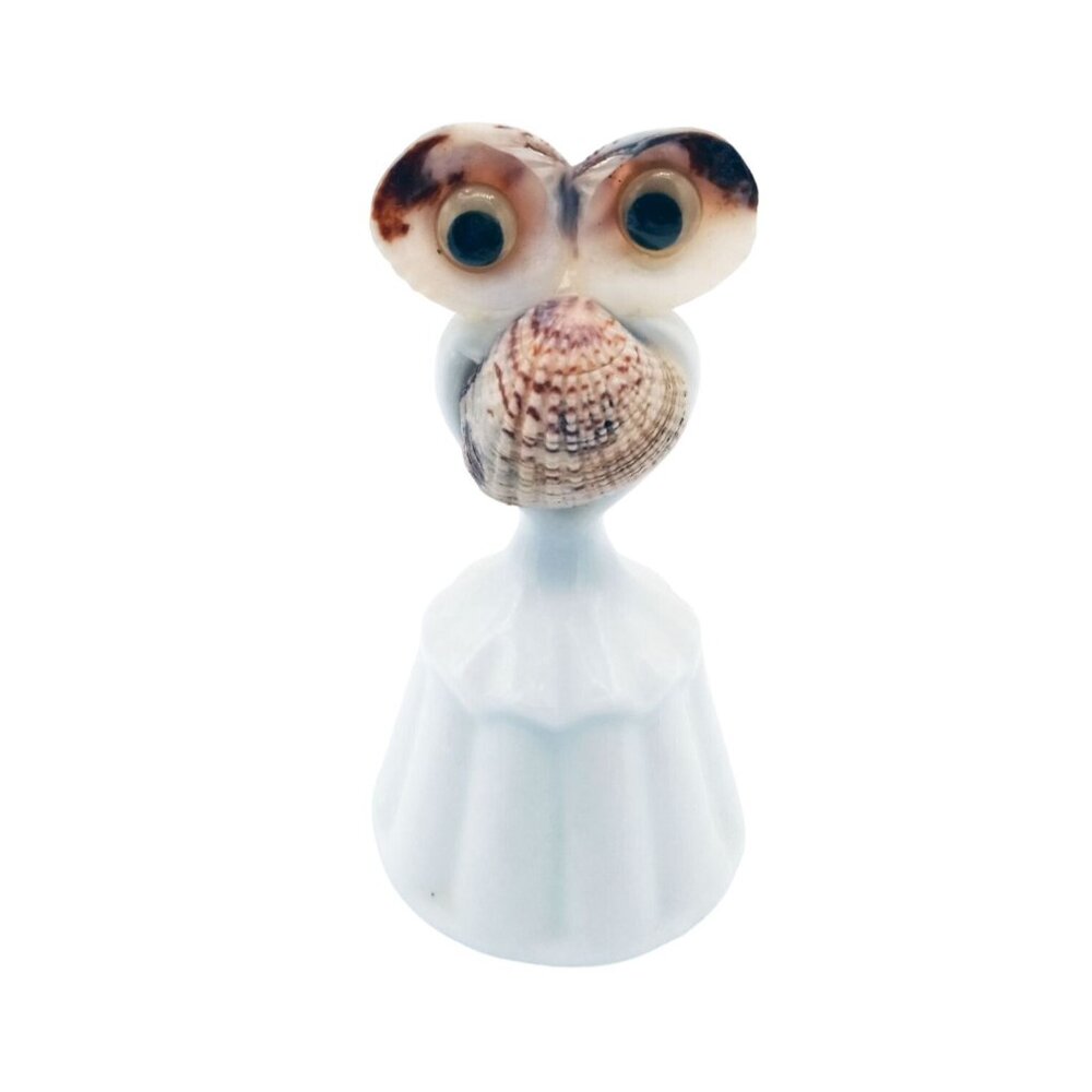 Bell Seashell Owl Googly Eyes Ceramic Vintage Art 4 In Gift Corp Nautical Decor